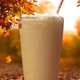 Maple Cream Soda in glass against autumnal backdrop